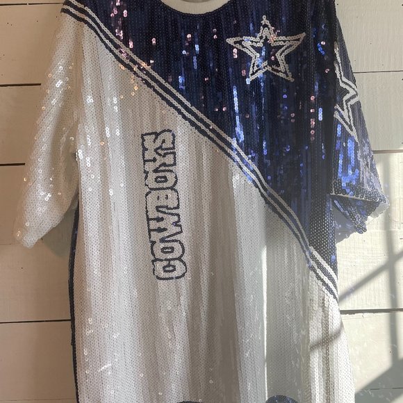 cowboys jersey dress Women's Gameday Couture Navy Dallas Cowboys Perfect Score Vintage T-Shirt Dress Size: Large